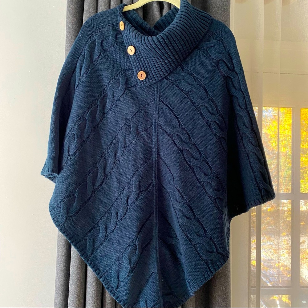 Charlie Page poncho shrug navy blue one size